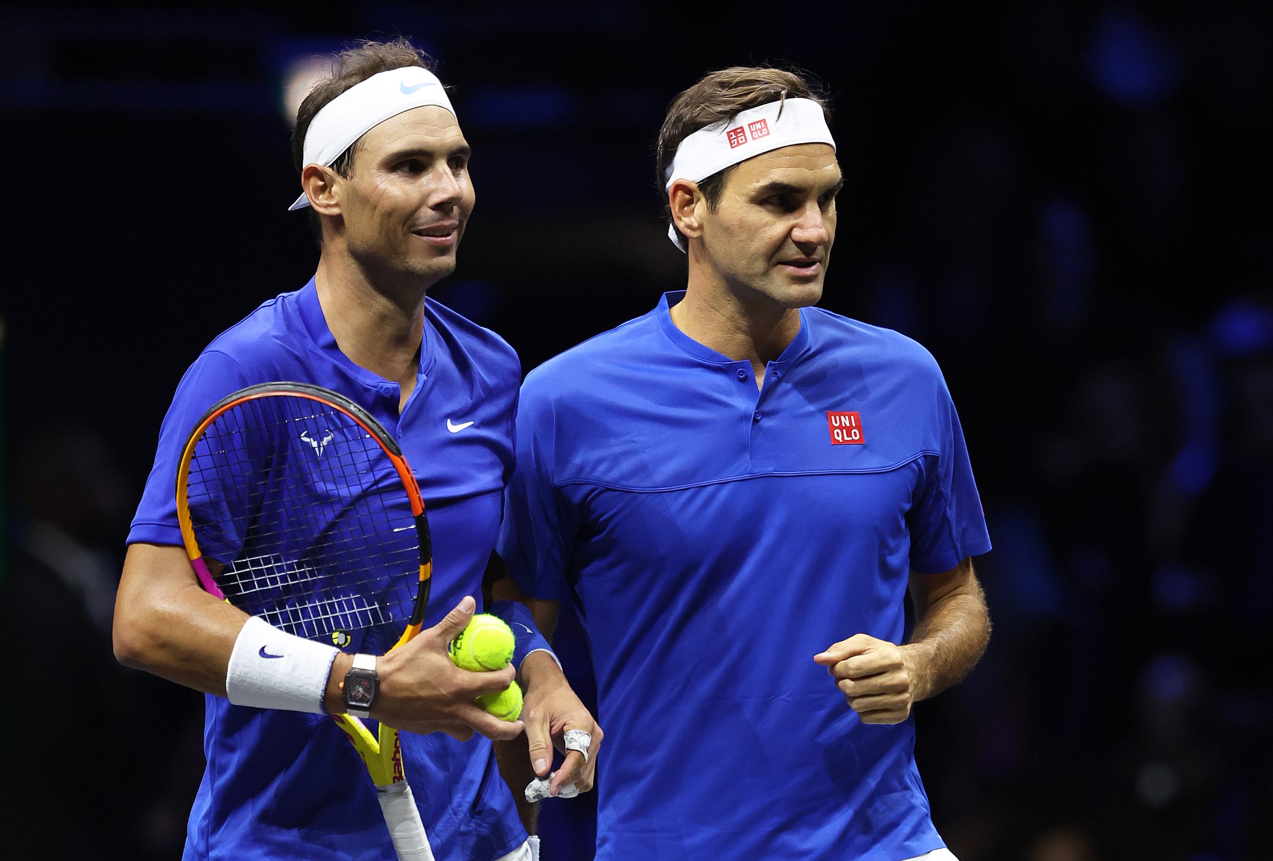 Csak tisztázásképpen: balra Rafael Nadal, jobbra Roger Federer (Kép: Julian Finney/Getty Images for Laver Cup)