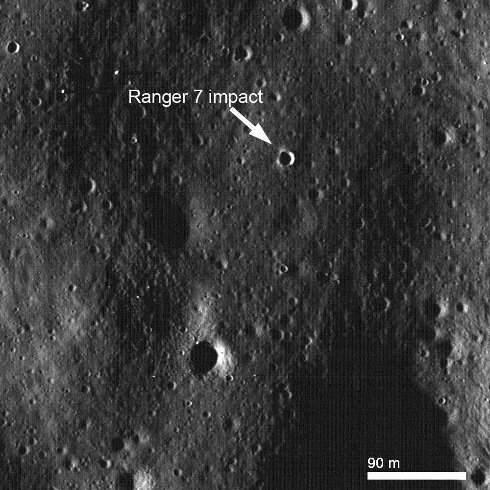 A Holdon máig látszik, hova csapódott be a Ranger 7, krátert ütött az űreszköz