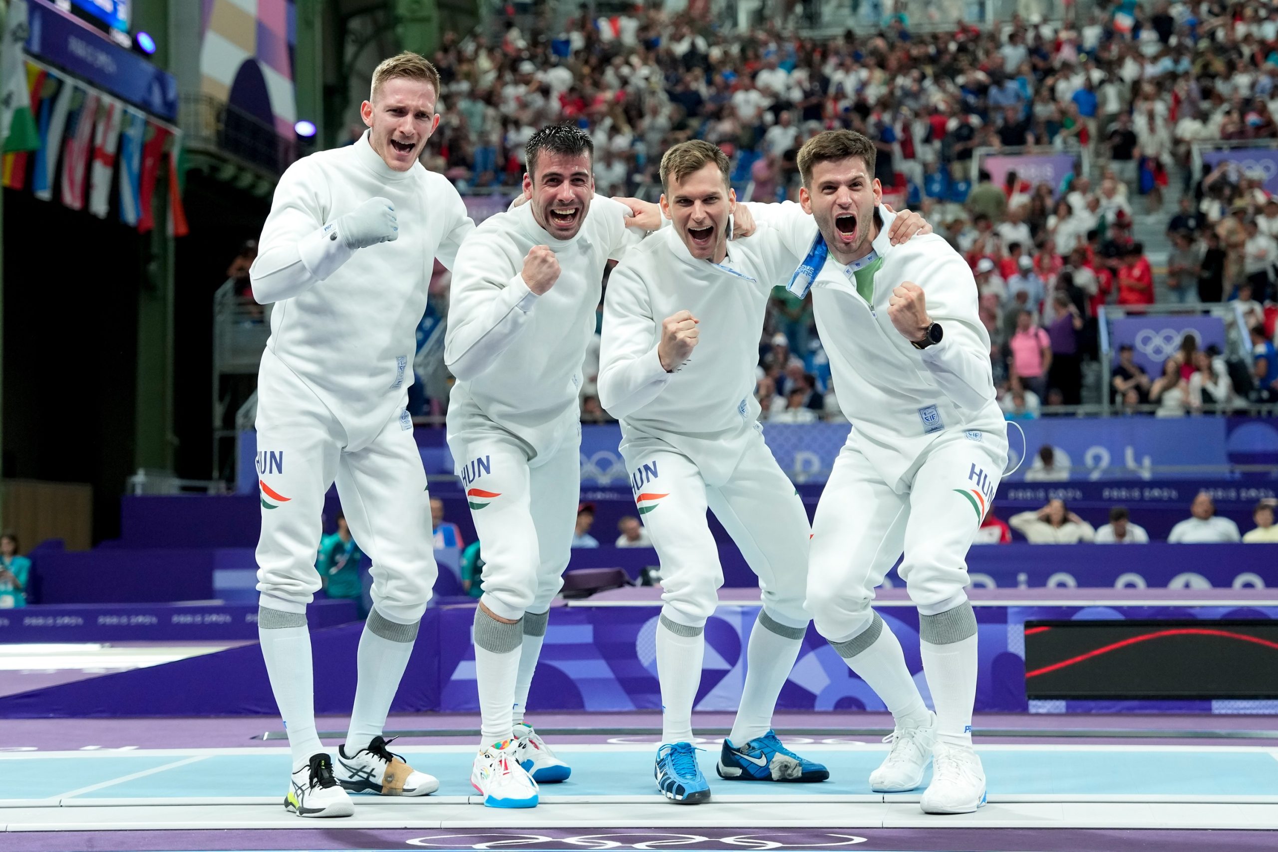 Férfi párbajtőrcsapat - Andrásfi Tibor, Koch Máté, Nagy Dávid, Siklósi Gergely (Kép: Daniela Porcelli/Eurasia Sport Images/Getty Images)