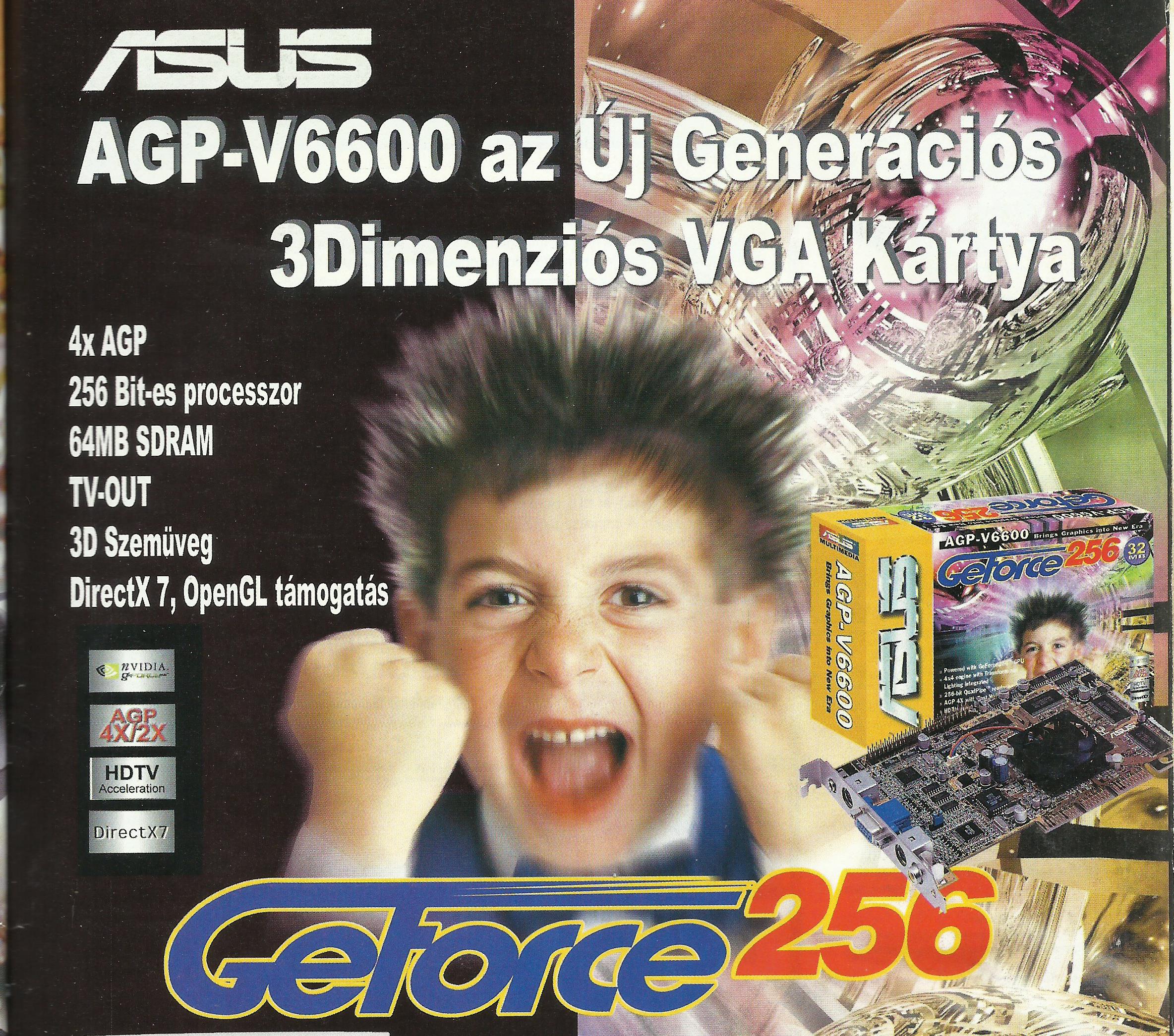 A hazai PC-újságokban is reklámozták a GeForce256-ost (fotó: PC GURU 1999/12)